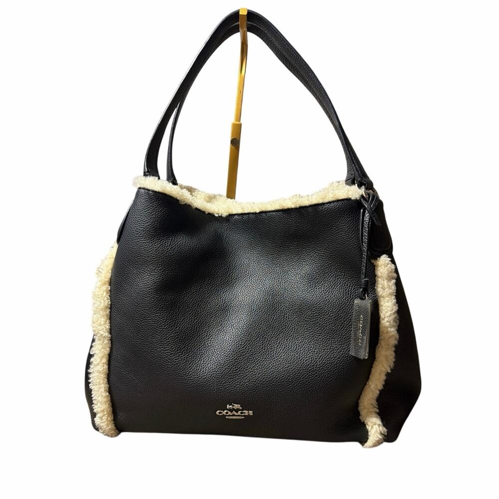 Coach Edie Black Pebbled Leather and Shearling Style 36516NEW without tags